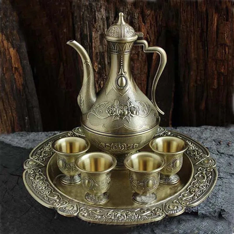 vintage metal tea set