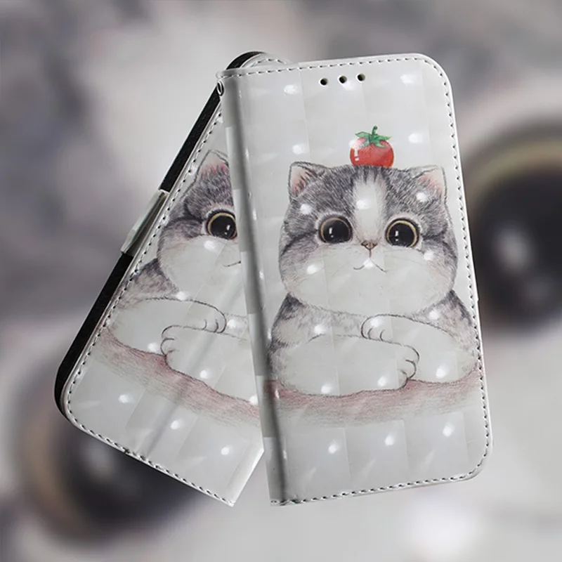 

Luxury Leather Wallet Flip Case For Samsung Galaxy S9 S8 J3 J4 J5 J6 J7 J8 A6 A8 Plus 2018 3D Cute Animal Cat New Bookcase Stand