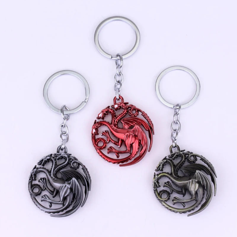 

Game of Thrones Keychain House Anime Key chain Targaryen Badge Keychains Men Metal Keyring Pendant Key rings for Women
