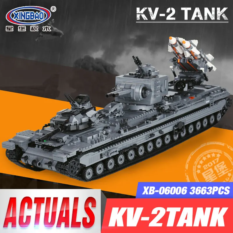 

KV-2 Tank Set XingBao 06006 3663Pcs Creative MOC Military Series Educational Building Blocks Bricks Toys for Children Model Gift