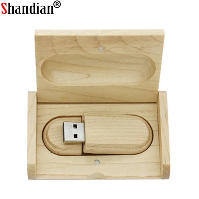 SHANDIAN(более 10 шт. бесплатный логотип) деревянный USB флэш-накопитель кленовое дерево+ коробка Флешка 4 ГБ 8 ГБ 16 ГБ 32 ГБ карта памяти свадебный подарок