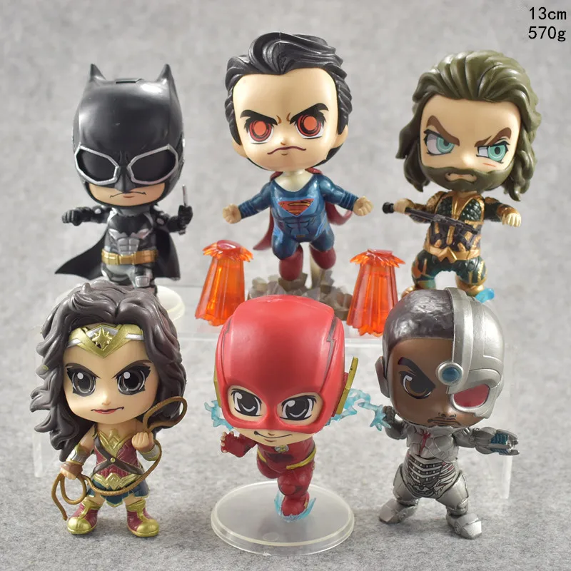 

6Pcs/se Avengers:Infinity War The Flash Superman Batman Bruce Wayne Cyborg Gal Gadot Wonder Woman Arthur Curry OPP S569