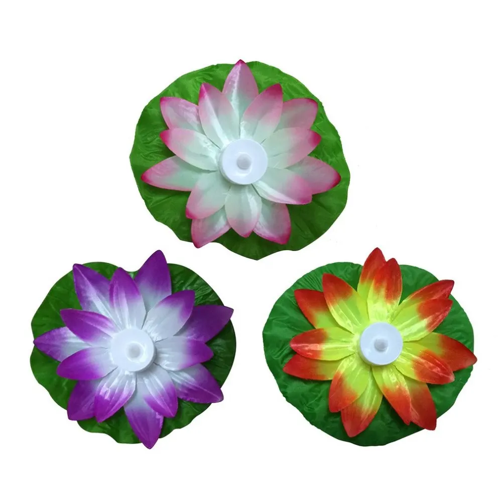 

High Quality LED Artificial Lotus Colorful Changed Floating Flower Lamps Water Swimming Pool Wishing Light Lanterns Party Supply