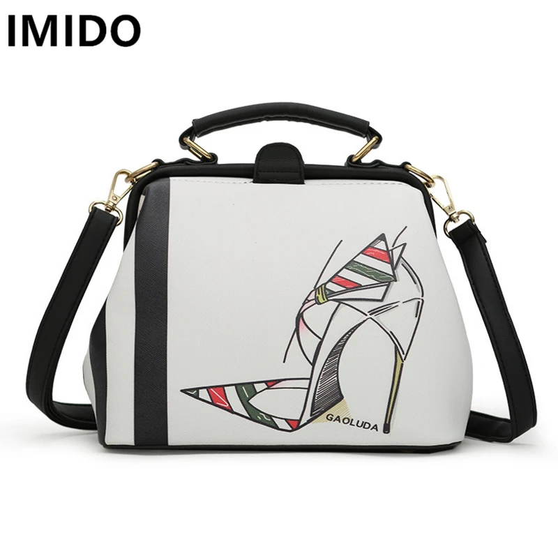 

IMIDO New Style Femaler PU Leather Women's Messenge Bags Women Handbags Fashion Retro Doctor Bag Lady's shoulder Crossbody Bag