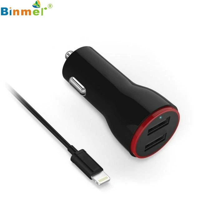Binmer Mini Car Charger 2 USB Port Adapter Automatic Identification Device Charger Power Supply for Universal Mobile Phones hot