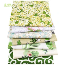 Chainho, 7 шт./лот, зеленая Цветочная серия, саржевая хлопковая ткань с принтом, Лоскутная Ткань, DIY швейный материал для стеганых изделий для детей и малышей