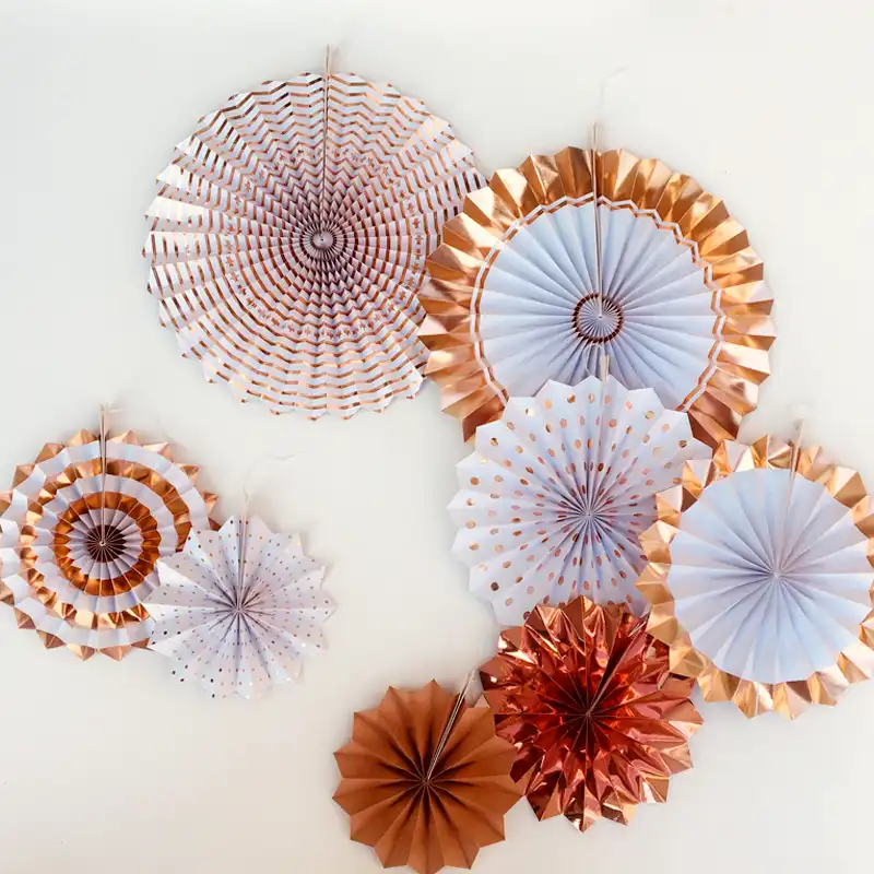 5 sets 40pcs rose gold pinwheel backdrop paper rosette wall covering wedding background giant paper flowers paper fan rosette paper flower