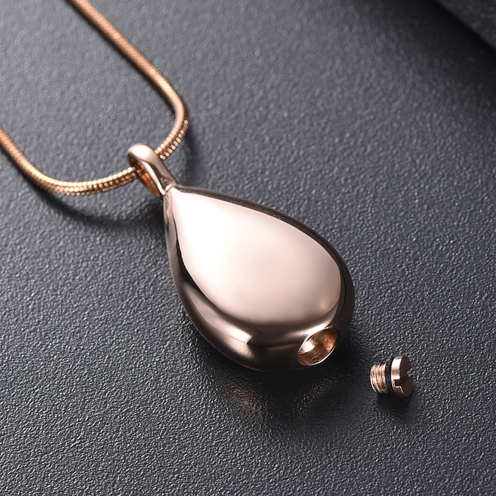 

LKJ9945 Popular Memorial Urn Teardrop Locket Stainless Steel Cremation Jewelry Screw Pendant to Hold Ashes for Human/ Pet