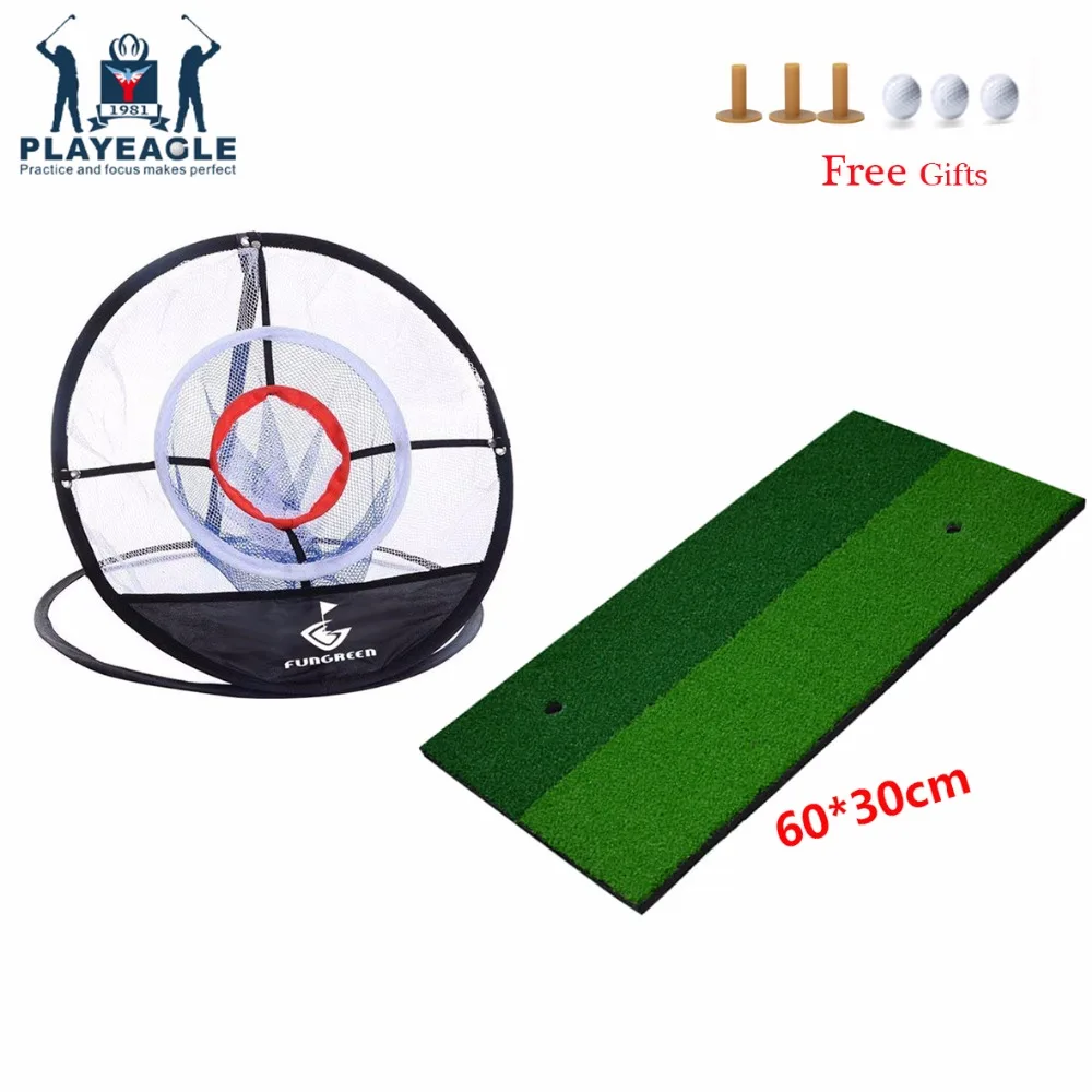 FUNGREEN Golf Chipping Mat and Net 60x30cm Backyard Golf Hitting Mat Residential Hitting Mat