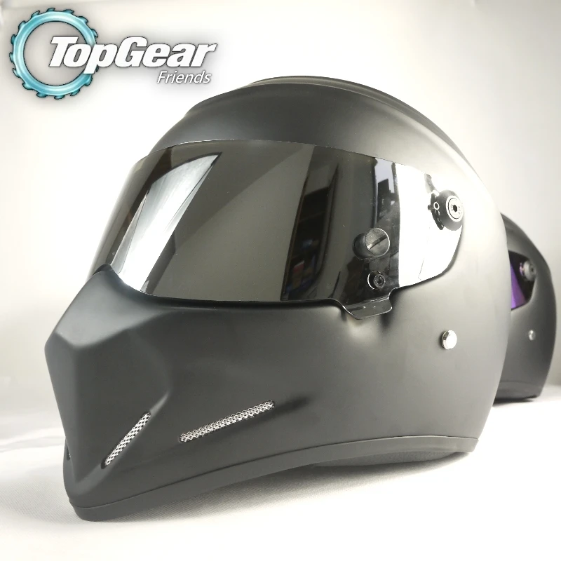 Для TopGear The STIG матовый черный шлем с серебристый козырек Capacete Casco De/Bag+ наклейка "Simpson" для подарков мотоциклетный шлем