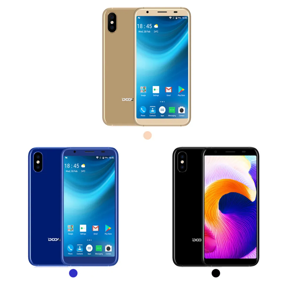 DOOGEE X55 5 &quotHD 18:9 мобильного телефона Android 7 0 MTK6580 4 ядра 1 ГБ 16 8MP двойной сзади