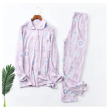 

Woman's pajamas long sleeves Cotton sun flower pajamas set Womens sleepwear
