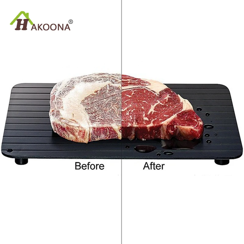 

HAKOONA Rapid Thaw Defrosting Tray The Quicker Safest Way to Defrost Meat Frozen Food Quickly Without Electricity and Hot Water