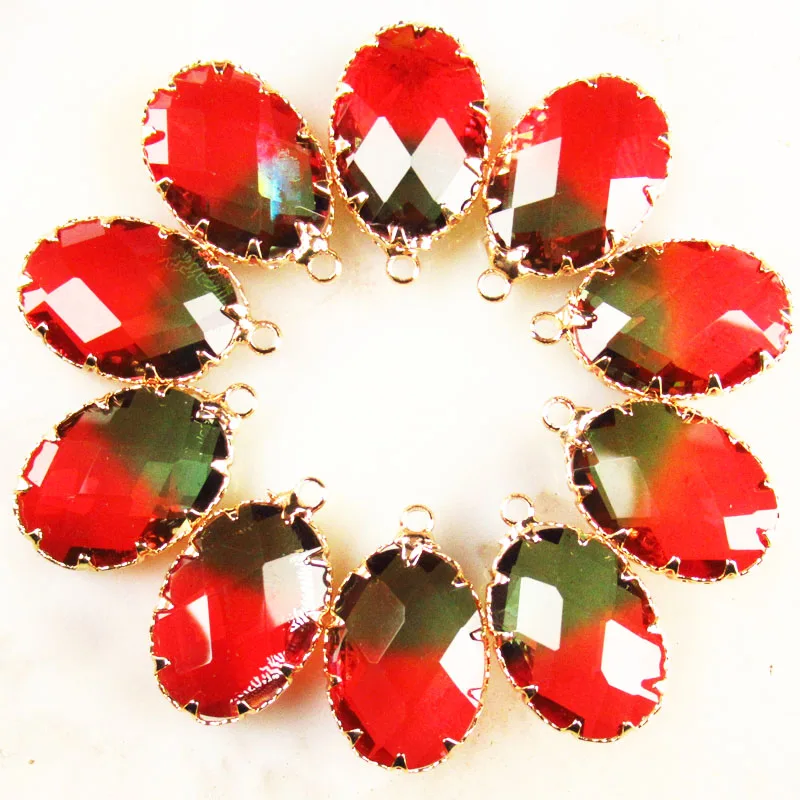 5Pcs Gold wrapping Faceted Color Titanium Crystal Oval Pendant Bead yl060107 | Украшения и аксессуары