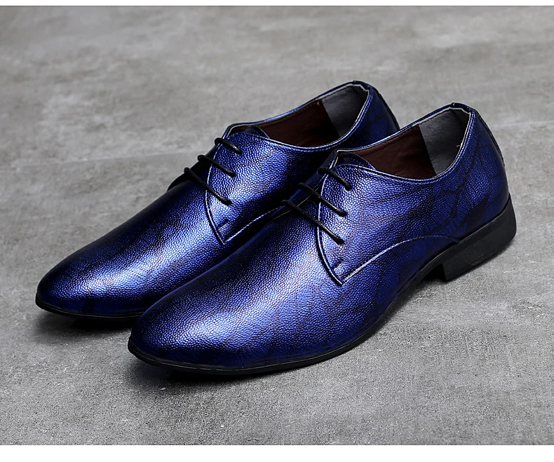 Кожаная повседневная мужская обувь; модные удобные офисные мужские свадебные модельные туфли на плоской подошве; дышащие мужские туфли для торжеств; Цвет серебристый, красный, синий