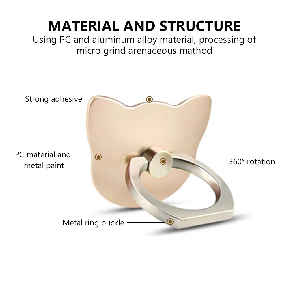 Универсальный мультяшный держатель для мобильного телефона, смартфона с кольцом на палец на 360 градусов, подставка для iPhone X, 8, 7, 6, держатель с креплением в виде головы медведя/кошки