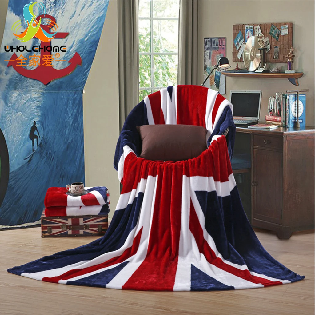 

American British Flag Patterns Flannel Fleece Fabric Blanket Home Textile Soft Winter Decoration Bedroom 150x200CM 2 Colors 1PCS