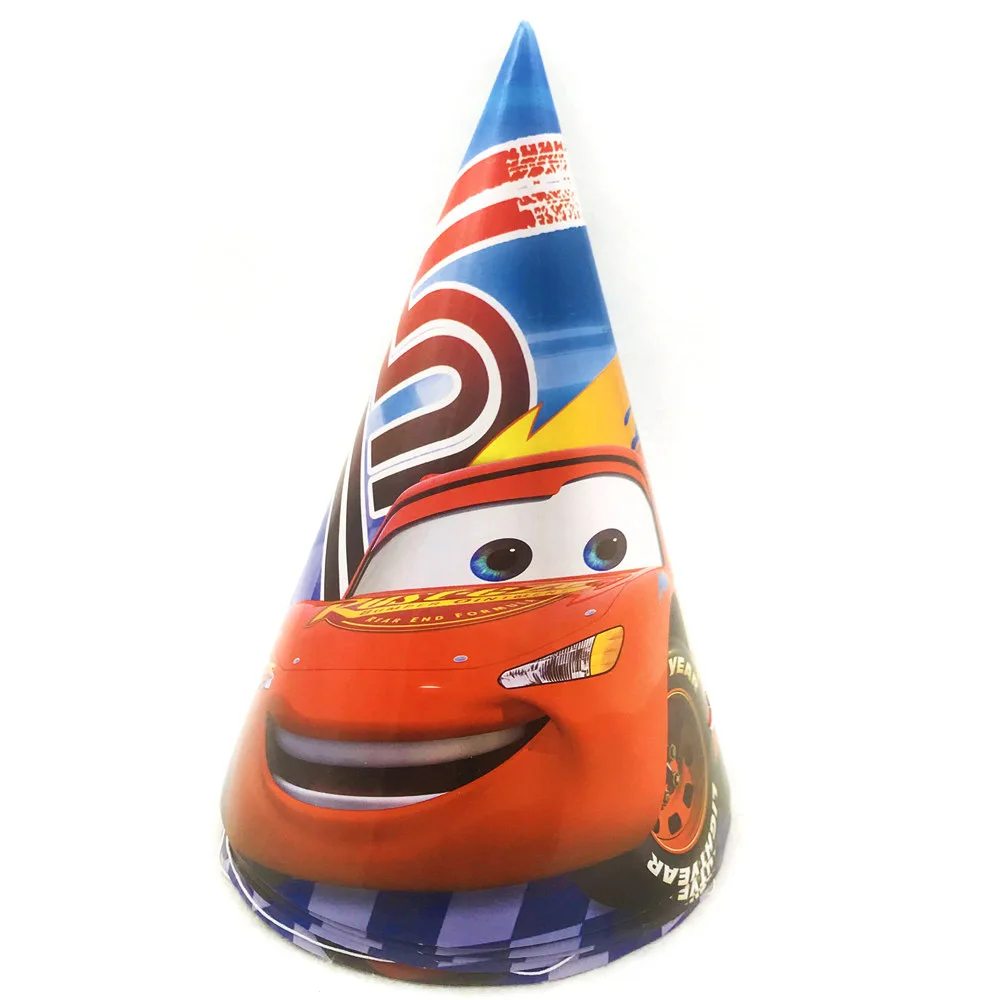 Lightning Mcqueen с днем рождения Дети сувениры одноразовые Бумага Шапки Детские шапочки для душа украшения вечерние поставки 6 шт./компл