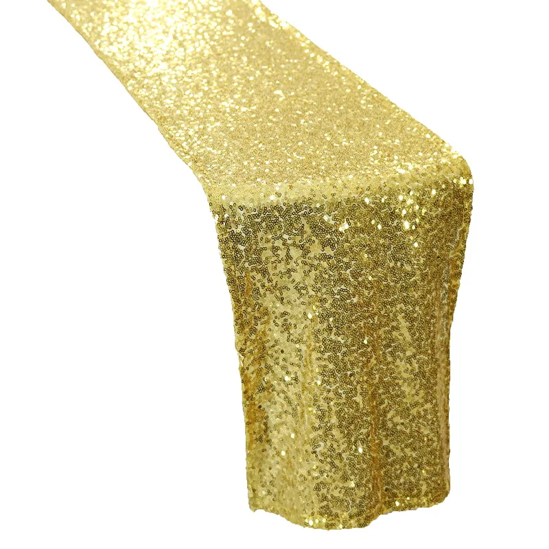 10pcs/Lot Quality Gold Shiny Sequin Glitter Table Runner Embroidered
