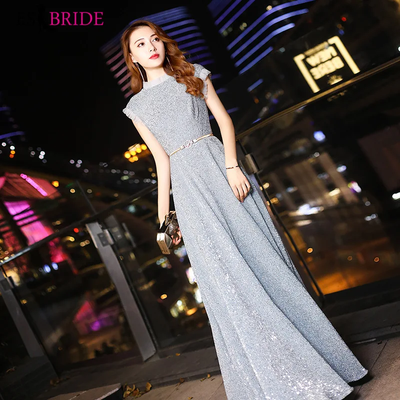 Simple Color Evening Dresses Long Special Occasion Dress Elegant Straight Evening Dress Lace Short Sleeve Robe De Soiree ES1857