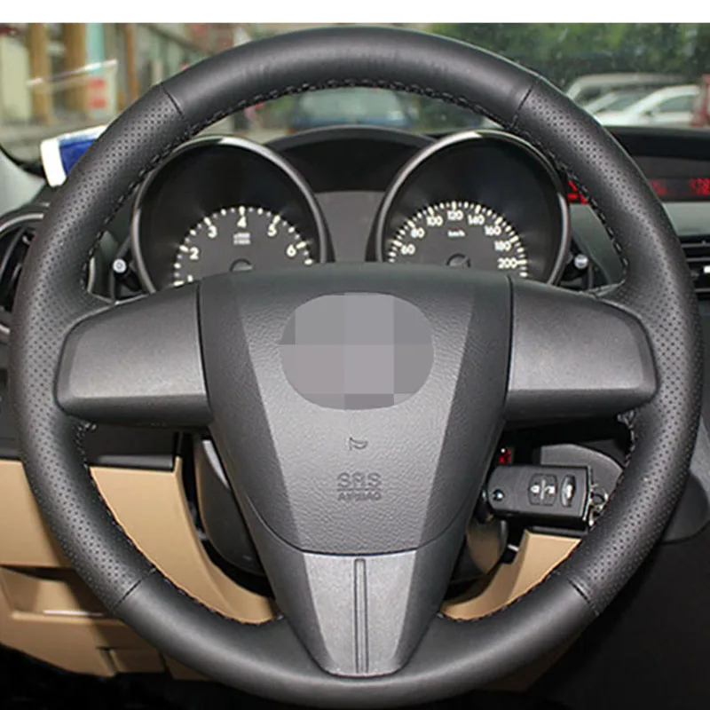 Черный чехол рулевого колеса автомобиля из искусственной кожи для Mazda 3 Mazda CX7 2011-2013