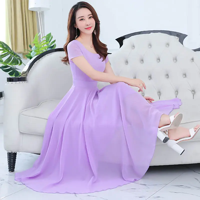 

Summer Chiffon Dress Women Vestido Slim High Waist Long Dress Elegant Maxi Plus Size Party Beach Dresses Casual Robe Femme Q1246