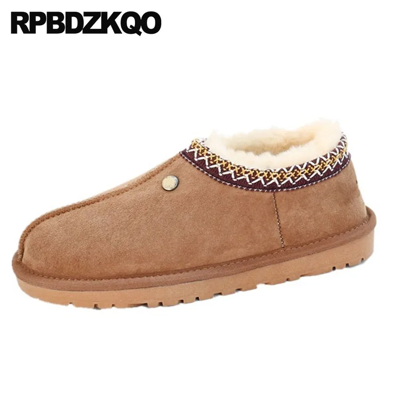 

High Quality Slip On Booties Australian Winter Embellished Shoes Sheepskin Fur Snow Boots Suede Plus Size Short Genuine Leather