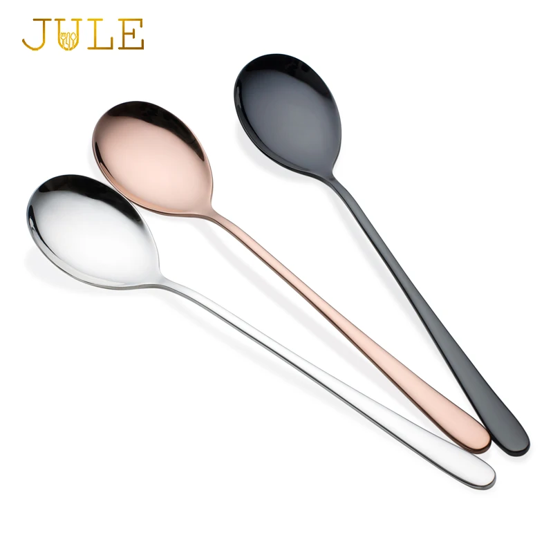 3color 304 Stainless Steel Korean Long Handle Spoon Set High Quality
