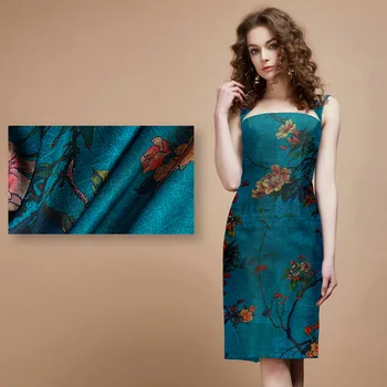 

108 wide 19 mm silk stretch satin print < pomegranate flower printed fabric silk skirt clothes