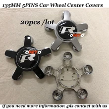20 pçs/set 135mm 5 clips Para CC Golf Jetta MK5 MK6 Passat B6 B7 R Rline Car Covers etiqueta Do Carro logotipo do emblema do emblema Da Roda hub Caps