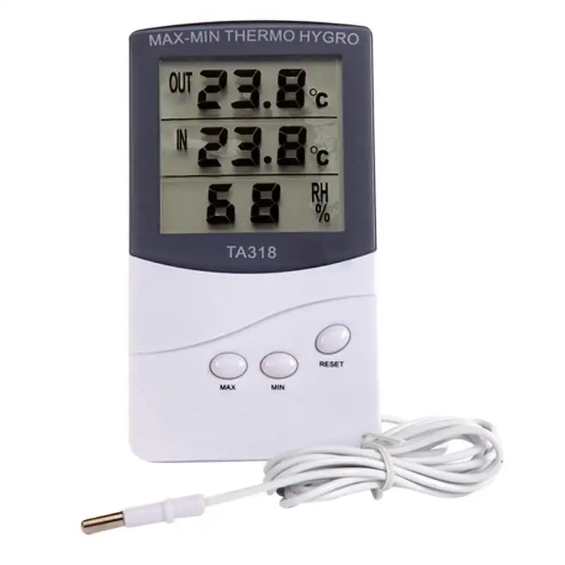 

TA318 Digital LCD Thermometer Electronic Hygrometer Humidity Temperature Meter Indoor Outdoor Weather Station Alarm Clock