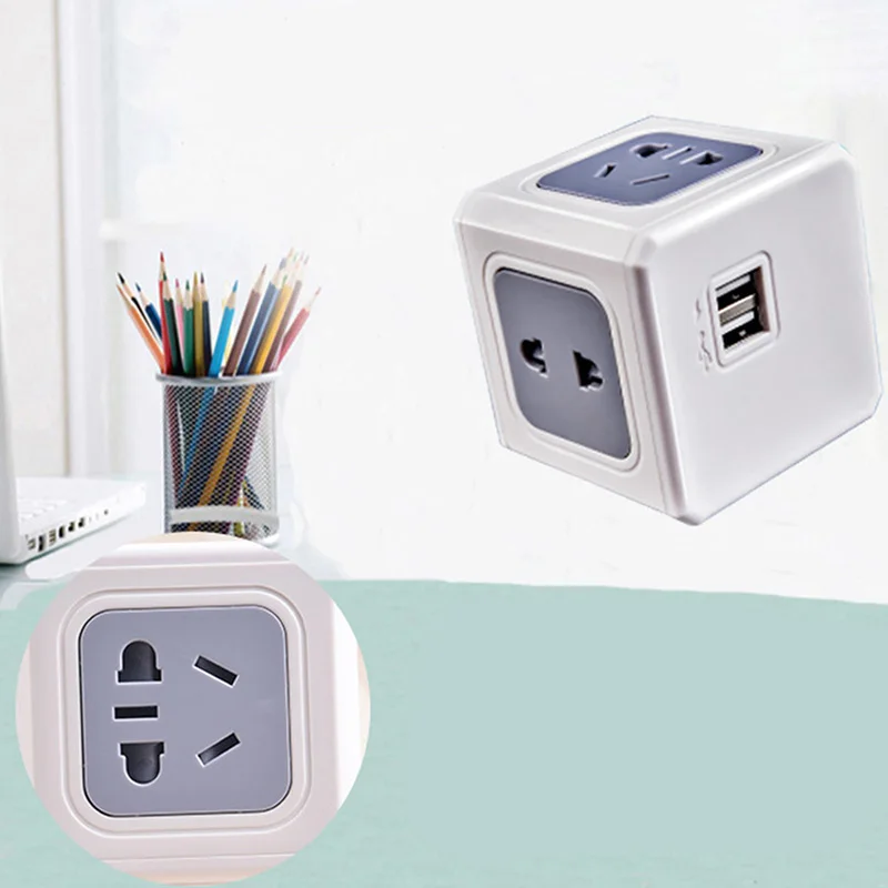 Расширенный разъем питания Китай к CN/US/EU/UK Plug Magic Cube Розетки конвертер с 2 USB порты и