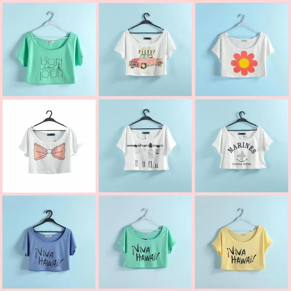 Women's New Europen loose bikini short paragraph bat sleeve pullover crop tops summer beach female short-sleeved T-shirt | Женская