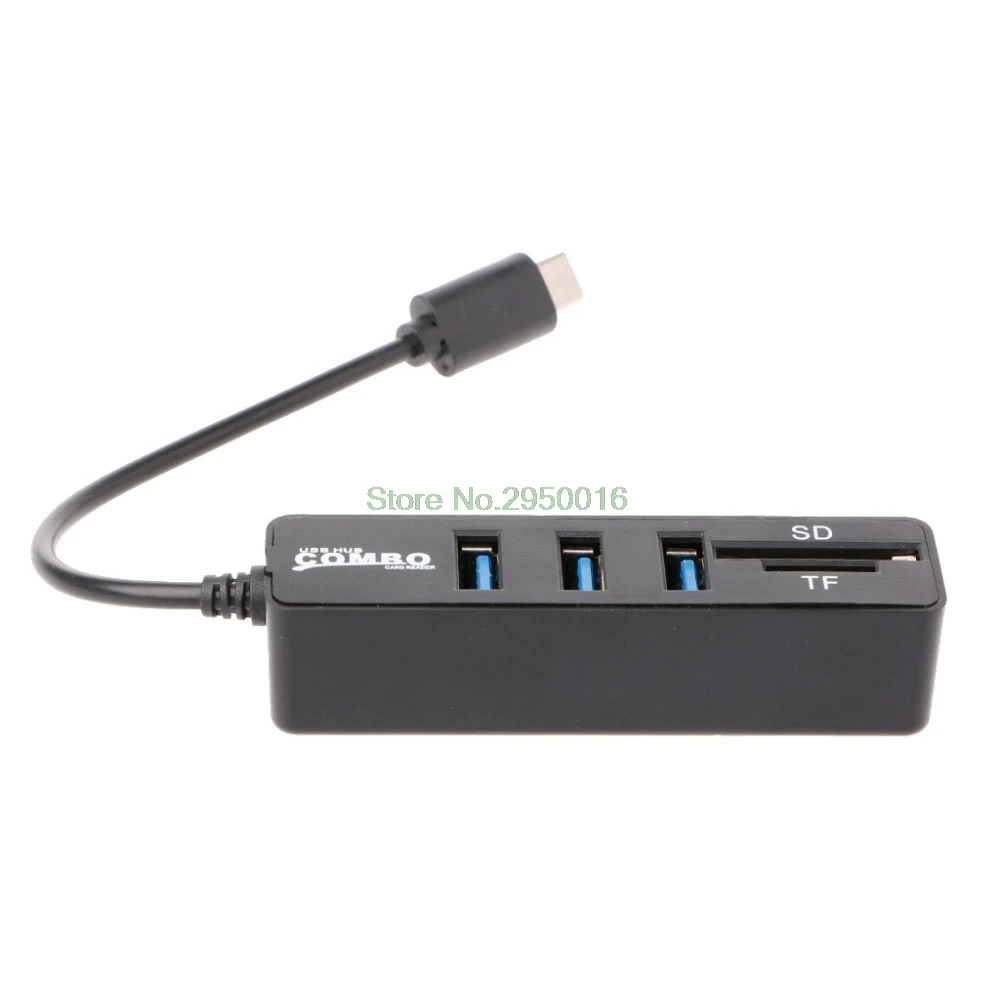 1 шт. черный 3 Порты и разъёмы USB 2,0 Hub разветвитель Combo USB 3 Порты 3,1 Тип C OTG кабель памяти SD/TF кард-ридер для iMac MacBook для Android C26