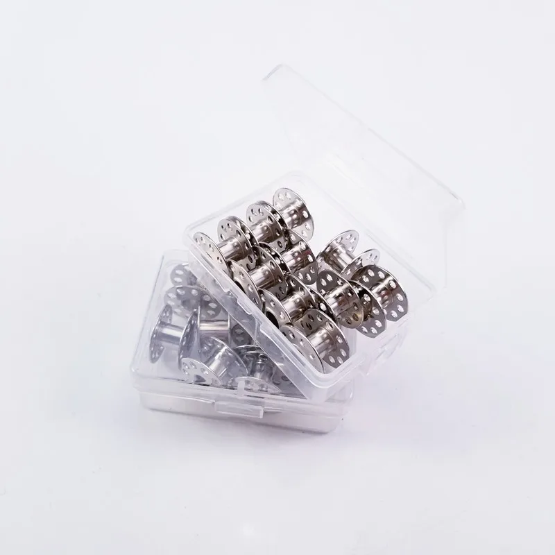 

Hot sale 10Pcs/box Stainless Metal Bobbins Sewing Machine Spools Parts for Sewing Machine