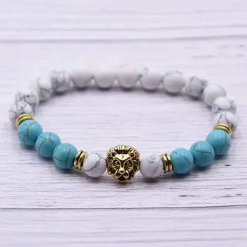

Couple jewelry Gift Buddha Leo Lion Head Bracelet Lava Stone Beaded Bracelets For Men Women 2019 Pulseira