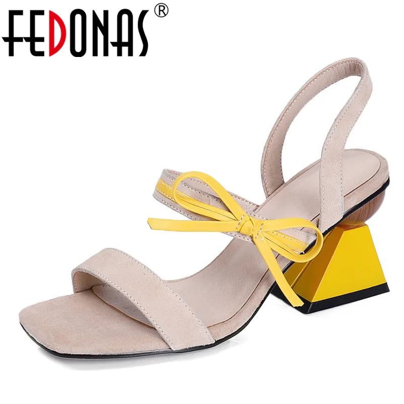 

FEDONAS Brand Fashion Novelty Women Sandals 2019 Summer New Kid Suede High Heels Shoes Woman Butterfly Knot Party Wedding Shoes