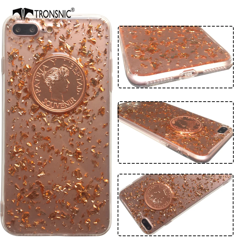 Блестящий телефонный чехол Tronsnic для iPhone 6 6s plus 7 8 из золотой фольги с монетами X