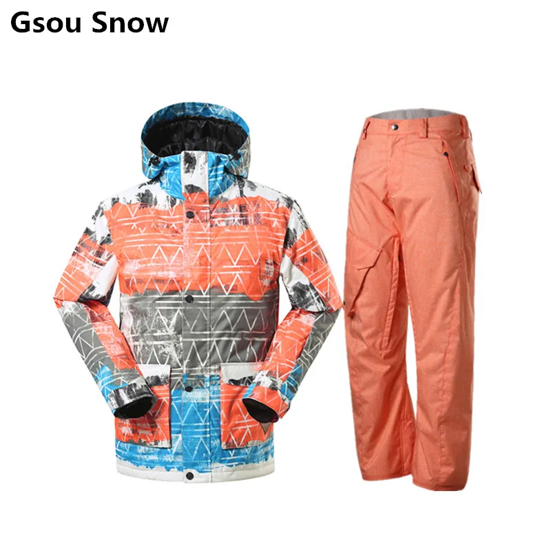 Winter Gsou Snow snowboard jackets and pant ski jacket men mountain skiing suits for men waterproof ski jas esqui skiwear