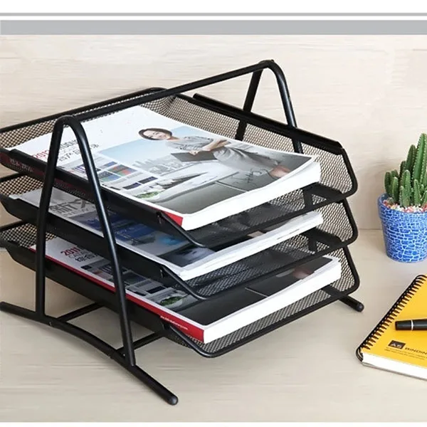 Diy Metal Mesh 3 Tier Doent Tray Magazine Frame Paper Files Diy Metal Mesh 3 Tier Doent Tray Magazine Frame Paper Files Holder For Office Desk
