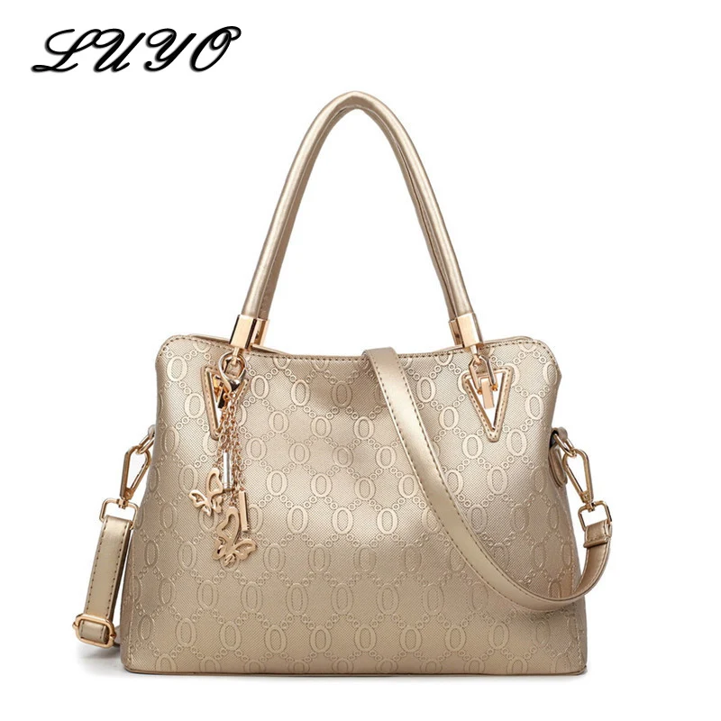 Luyo de Gravação de Couro Marca de Moda Bolsas de Luxo Designer de Ouro Bolsa Mulheres Bolsas Pochette Crossbody Top-handle Dia