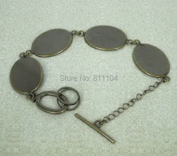 

18x25mm Antique Bronze Plated Copper Blank Bases Oval Bezel Cabochon Settings Buckle Chain Bangle Bracelet Blank Wholesale