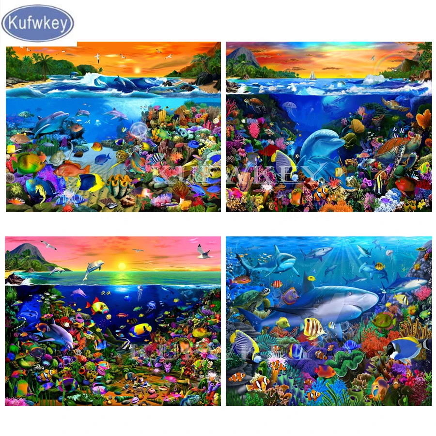 5D DIY Diamond Painting undersea world Cross Stitch dolphins Animal 3d pictures puzzle mosaic Full Square Embroidery art | Дом и сад