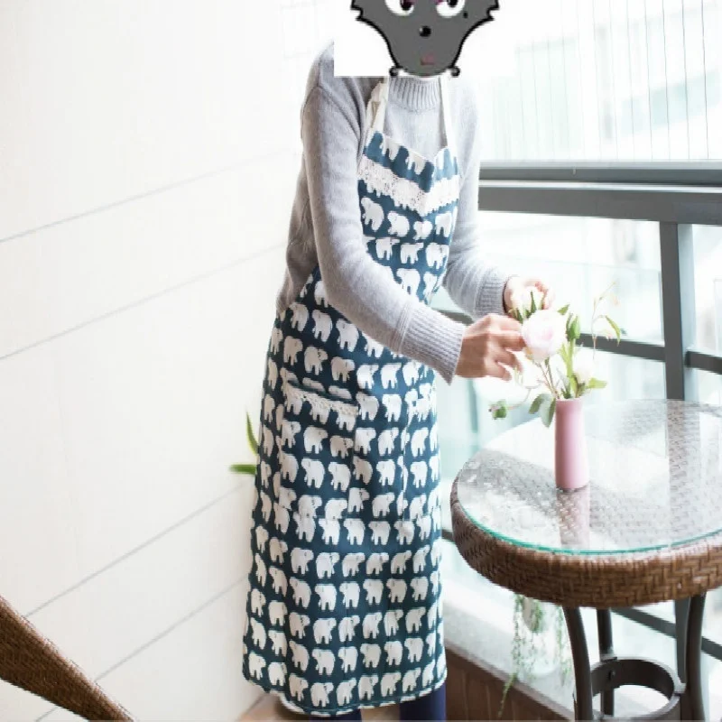 Artistic Aprons Stripe Cotton Sleeveless Kitchen Aprons with Pocket for