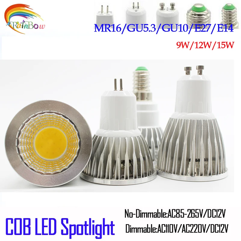 

Lowest price Bombillas 9W 12W 15W Led Bulb GU10 E27 LED spotlight E14 GU5.3 MR16 COB LED lamp light 220V E27 Lampada LED Light
