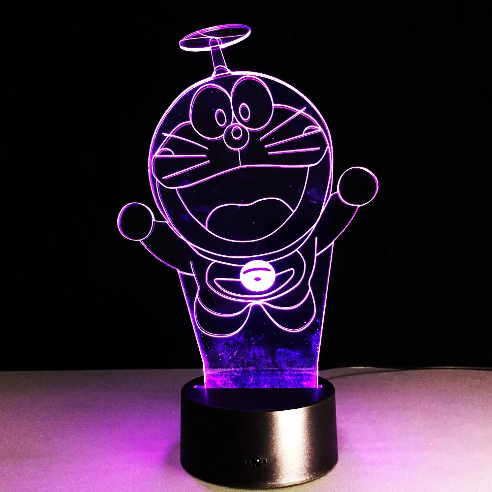 2019 Doraemon Acrylic LED 3D Night Light Remote Control Light Small