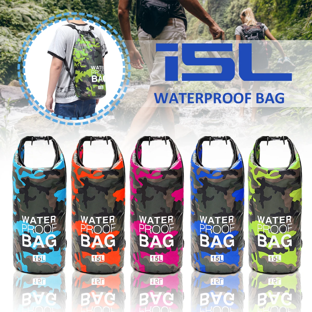 

15L/20L/30L Outdoor Swimming Backpack Waterproof Dry Bag Double Shoulder Strap Water Resist Bags Foldable Kayaking Backpacks