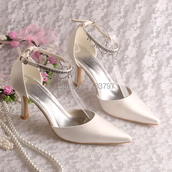 Wedopus Rhinestone Bridal High Heels Wedding Shoes 2014 Women Heels Ivory Pointy Toe