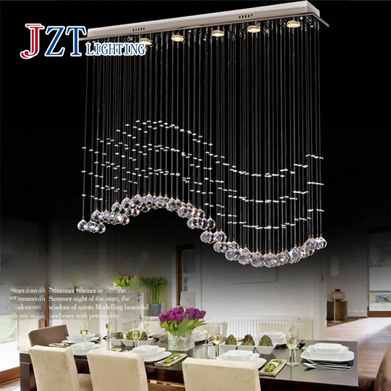 

Z Best price LED Restaurant droplight the bedroom lamps and lanterns GU10 shot cup k9 crystal Stainless steel L100xH100cm