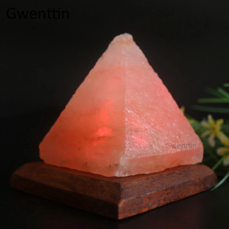 Гималайский натуральный кристалл usb-соляная лампа треугольник ручной резной очиститель светодиодный ночник деревянная основа спальня лава лампа Luminaria